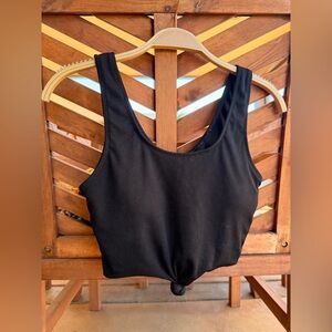 Beachsissi Women’s Tie-Front Tankini TOP ONLY Black - Medium